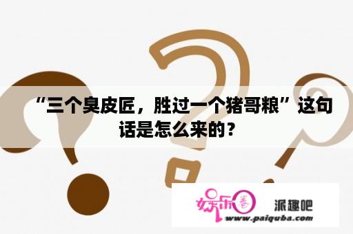 “三个臭皮匠，胜过一个猪哥粮”这句话是怎么来的？