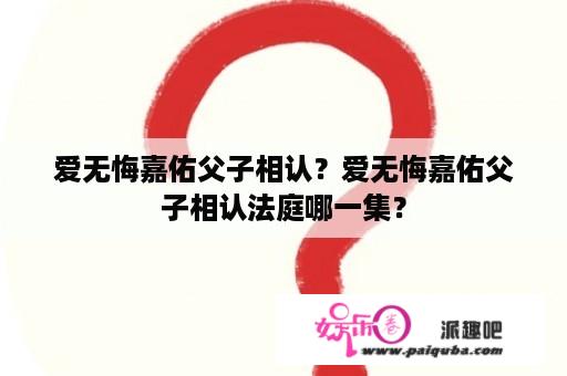 爱无悔嘉佑父子相认？爱无悔嘉佑父子相认法庭哪一集？