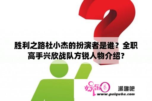 胜利之路杜小杰的扮演者是谁？全职高手兴欣战队方锐人物介绍？