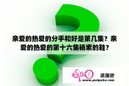 亲爱的热爱的分手和好是第几集？亲爱的热爱的第十六集杨紫的鞋？