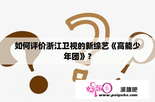 如何评价浙江卫视的新综艺《高能少年团》？