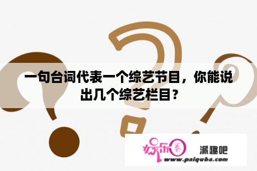 一句台词代表一个综艺节目，你能说出几个综艺栏目？