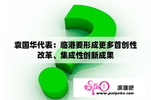 袁国华代表：临港要形成更多首创性改革、集成性创新成果