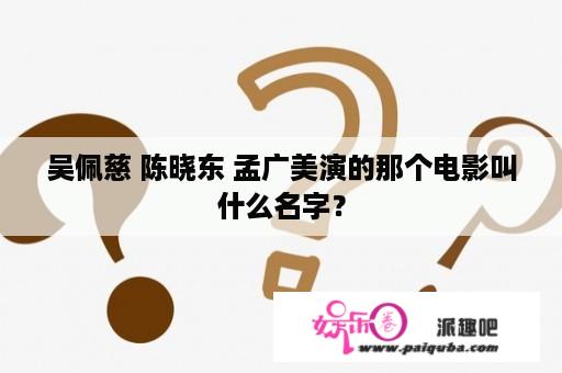 吴佩慈 陈晓东 孟广美演的那个电影叫什么名字？