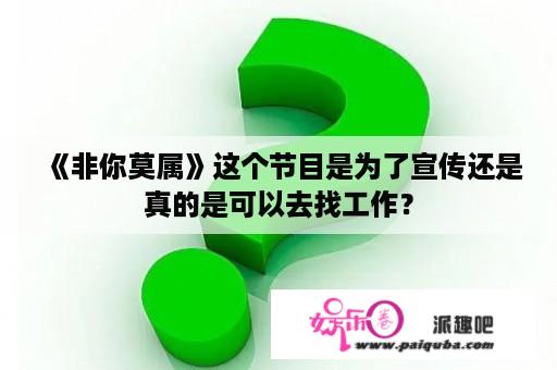 《非你莫属》这个节目是为了宣传还是真的是可以去找工作？