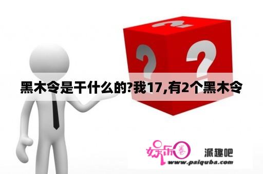 黑木令是干什么的?我17,有2个黑木令