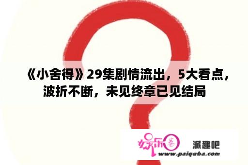 《小舍得》29集剧情流出，5大看点，波折不断，未见终章已见结局