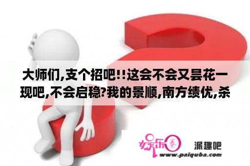 大师们,支个招吧!!这会不会又昙花一现吧,不会启稳?我的景顺,南方绩优,杀?留???