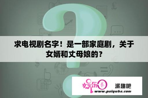 求电视剧名字！是一部家庭剧，关于女婿和丈母娘的？