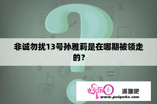 非诚勿扰13号孙雅莉是在哪期被领走的？