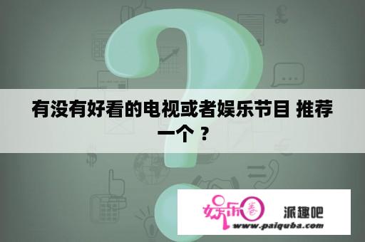 有没有好看的电视或者娱乐节目 推荐一个 ？