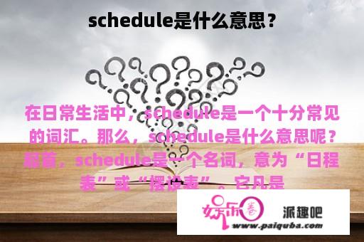 schedule是什么意思？