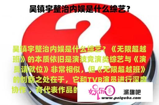 吴镇宇整治内娱是什么综艺？