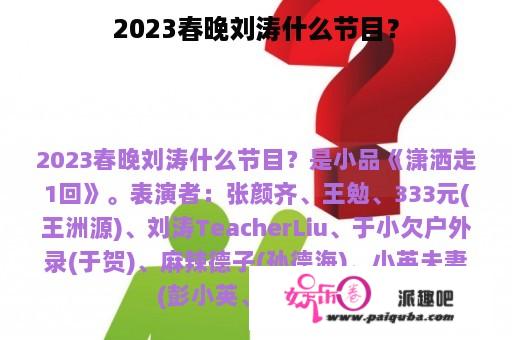 2023春晚刘涛什么节目？