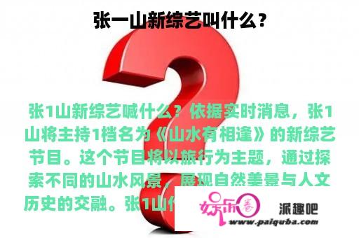 张一山新综艺叫什么？