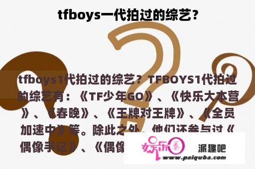 tfboys一代拍过的综艺？