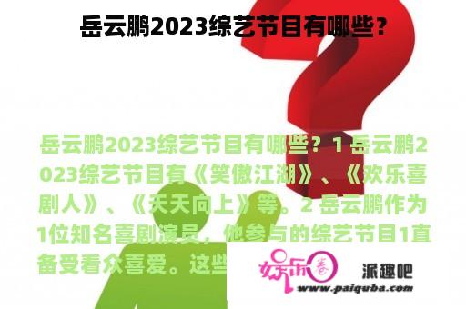 岳云鹏2023综艺节目有哪些？