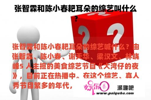 张智霖和陈小春耙耳朵的综艺叫什么？