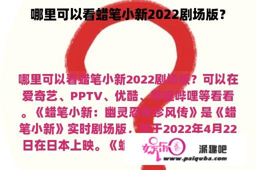 哪里可以看蜡笔小新2022剧场版？