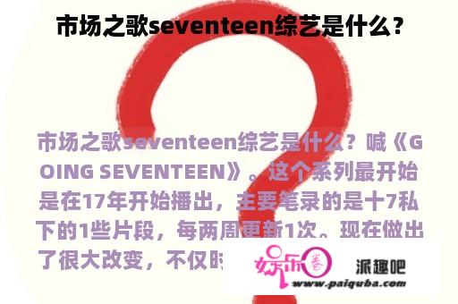 市场之歌seventeen综艺是什么？