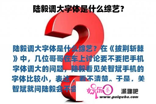 陆毅调大字体是什么综艺？