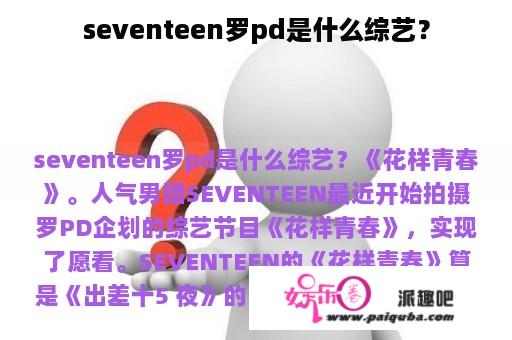 seventeen罗pd是什么综艺？