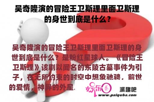 吴奇隆演的冒险王卫斯理里面卫斯理的身世到底是什么？