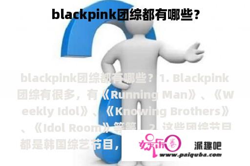 blackpink团综都有哪些？