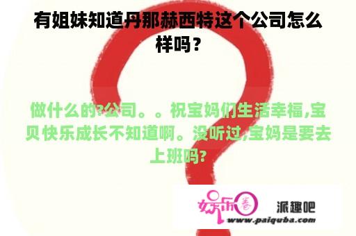 有姐妹知道丹那赫西特这个公司怎么样吗？