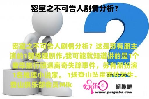 密室之不可告人剧情分析？