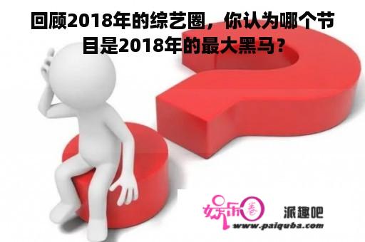 回顾2018年的综艺圈，你认为哪个节目是2018年的最大黑马？