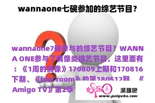 wannaone七碗参加的综艺节目？