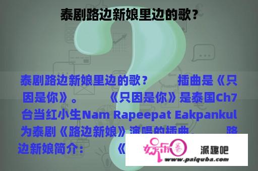 泰剧路边新娘里边的歌？