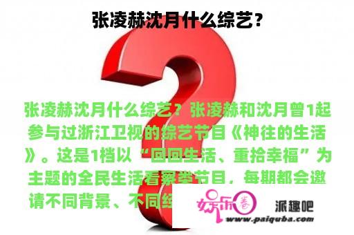 张凌赫沈月什么综艺？