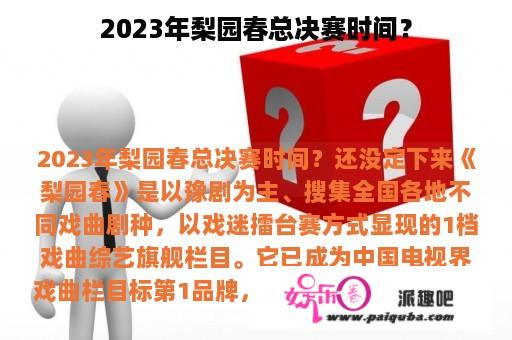 2023年梨园春总决赛时间？