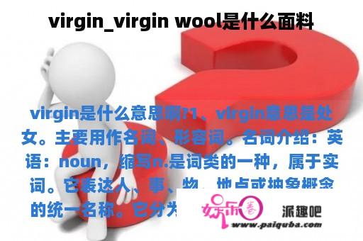 virgin_virgin wool是什么面料