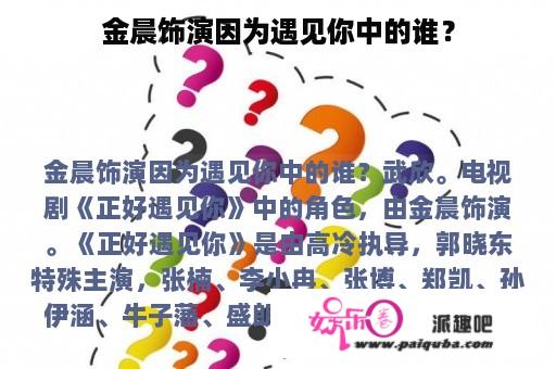 金晨饰演因为遇见你中的谁？