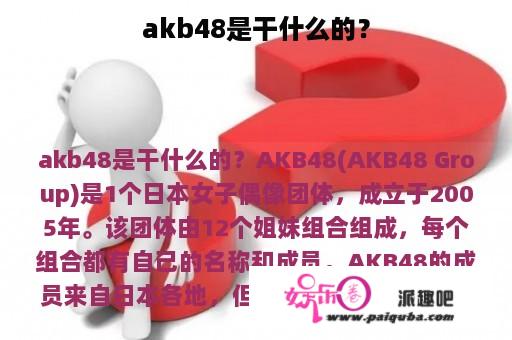 akb48是干什么的？