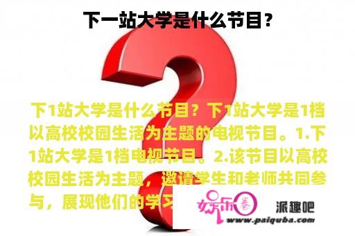 下一站大学是什么节目？