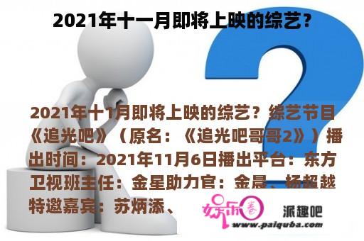 2021年十一月即将上映的综艺？