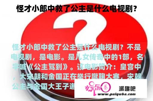 怪才小郎中救了公主是什么电视剧？