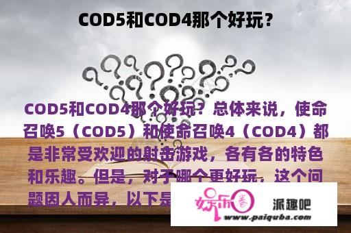 COD5和COD4那个好玩？