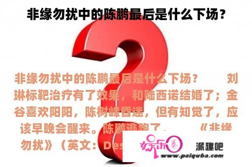 非缘勿扰中的陈鹏最后是什么下场？