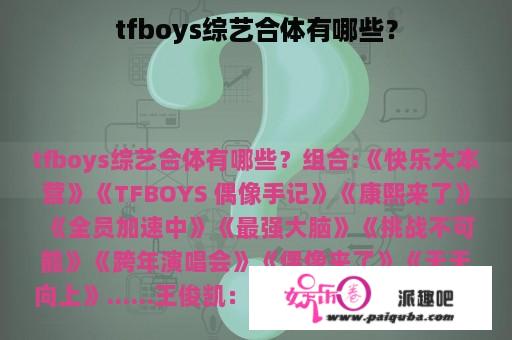 tfboys综艺合体有哪些？