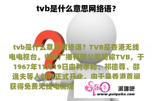 tvb是什么意思网络语？