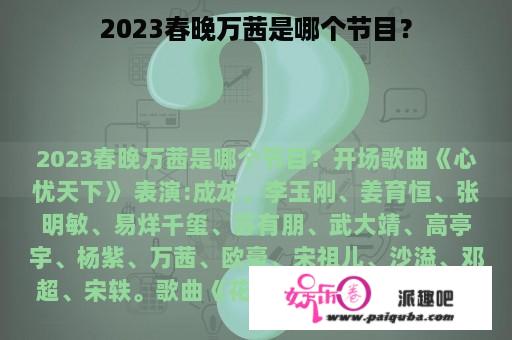 2023春晚万茜是哪个节目？