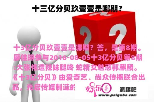 十三亿分贝玖壹壹是哪期？