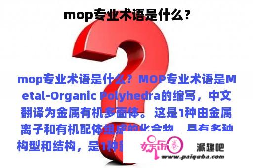 mop专业术语是什么？