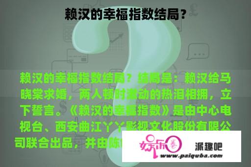 赖汉的幸福指数结局？