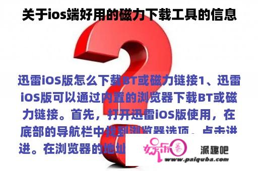 关于ios端好用的磁力下载工具的信息